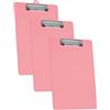 Acrimet Confezione da 3 Cartelline Formato Lettera A4 (34 x 24 cm) con Clip a Basso Profilo e Righelli Laterali, Plastica Resistente per Ufficio, Scuola, Uso Domestico - Colore Rosa