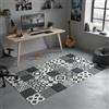 Tadi & Imperio1979 Tappeto in vinile antiscivolo con retro in PVC, motivo geometrico bianco e nero, rivestimento per pavimenti, facile da pulire, cucina, bagno, (Amadora 100 x 100 cm)