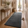 VOUNOT® Tappeto Morbido a Pelo Corto 80x200 cm, per Salotto e Camera da Letto, Lavabile in Lavatrice, con Doppio Sistema Antiscivolo, Stile Moderno, Antracite