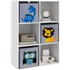 ZONEKIZ Mobile portaoggetti per bambini, mensola per camera dei bambini, libreria, 6 scatole, 3 cubi cestelli in tessuto, motivo animali, per sala giochi, cameretta dei bambini, 62 x 30 x 91,5 cm