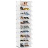 SONGMICS Scarpiera, Scaffale Componibile in Plastica, Armadietto Portascarpe Fai da Te con Ante e Martelletto, Mobiletto Porta Scarpe, 10 Scomparti, Bianco LPC010WH01