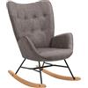 MEUBLE COSY Sedia a Dondolo Moderna Poltrona Relax con Braccioli E Alto Schienale per Soggiorno, Grigio Scuro, 71x85x97cm