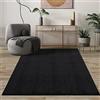 Mias Teppiche Mia's Teppiche Comfort Tappeto moderno a pelo corto, lato inferiore antiscivolo, lavabile fino a 30 gradi, morbidissimo, effetto pelliccia, Nero, 120 cm Rotondo