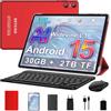 SKYEGG Tablet 10 Pollici Android 15 con Gemini AI, 30GB RAM + Espandibile 2TB ROM, Octa-Core, Widevine L1, WiFi 5G, BT5.0, Fotocamere 8MP/5MP, 6000mAh, con Tastiera, Mouse e Custodia - Rosso