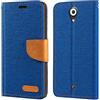 Shantime Custodia in pelle intrecciata per Wiko U Feel - Blu