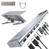 Umaniy M91 Supporto PC Portatile, 9 in 1 Docking Station USB C Laptop Stand Hub USB C Doppio HDMI 4K@60Hz, PD 100W, Dock Station Multiporta Adattatore USBC Compatibile con MacBook Pro/Air, Notebook