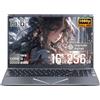 LONGEVINCE 2026 PC Portatile 15,6 Pollici laptop, Notebook Win11 pro,Core i3-6100U Processor, 16GB RAM 256GB SSD, Tastiera Retroilluminata Ultrabook, Impronte Digitale, WiFi, BT5.0 (Grigio)