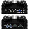AIOPCWA Fanless Mini PC, Core i5 5200U Industrial Computer, 2 Port 2.5GbE i226V LAN, 2 × COM RS232 Serial Port, 8GB RAM 512GB SSD, Support WinOS, Linux, Wifi/BT, VGA, SIM slot