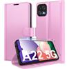 Eirltiy Cover per Samsung Galaxy A22 5G Portafoglio Pelle PU Premium, Custodia Scomparti Carte Antiurto Protettiva Case con 1 Vetro Temperato, Rosa