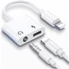 Tayte Adattatore jack per cuffie per iPhone Dongle [MFi certificato] 2 in 1 Lightning su 3,5 mm Splitter per cuffie Aux Audio Splitter Adattatore compatibile con iPhone 14 14Pro Max 13 12 11 XS XR 8 7