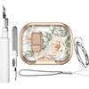 Generico Custodia a Cartone Animato Compatibile Con Airpods Pro 3 Con Kit Di Pulizia | Per Blocco Supporto Portachiavi e Cordino, Graziosa Armatura Floreale Elegante Per Corpo Intero Uomo Donna