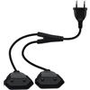 YINGAYOU Cavo di Prolunga Europeo 2 in 1 2.5A 250V 625W Prolunga Elettrica Doppia Europeo, per Elettrodomestici TV PC Etc (Nero, 0.4 m)