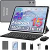 SKYEGG Tablet 10 Pollici Android 15 con Gemini AI, 30GB RAM + Espandibile 2TB ROM, Octa-Core, Widevine L1, WiFi 5G, BT5.0, Fotocamere 8MP/5MP, 6000mAh, con Tastiera, Mouse e Custodia - Grigio