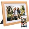 VONDRA Cornice digitale WiFi in legno naturale 32 GB Digital Photo Frame Touch Screen IPS 10,1 Rotazione automatica Supporto USB/SD Cornice digitale Condividi foto con cornice (rovere)