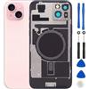 ELLENNE Scocca Vetro Posteriore per iPhone 15 da 6,1, Ricambio Copertura Posteriore con Magnete MagSafe per Ricarica Wireless e Kit di Attrezzi per Riparazione Professionale Incluso (Rosa)