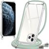 Oelrstfe Cover con Cordino per iPhone 11 Pro Max, Trasparente Silicone Custodia con Regolabile Collana Laccio Tracolla, Antigraffio Proteggere Case Corda per iPhone 11 Pro Max, Verde
