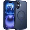 TOCOL Cover Magnetica per iPhone 16 6,1 Pollic, Compatibile con MagSafe, Protezione Fotocamera Integrata, Custodia Antiurto Traslucida Opaca, Blu Oltremare