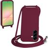 WenBaby Cover Compatible con Samsung Galaxy A37,Cellulare Girocollo Custodia con Cordino TPU Corda Silicone Case Bumper per Samsung Galaxy A37 Custodia, Rosso