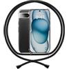 ANFAIRLACE Cover Cordino Compatibile con Google Pixel 8a, Custodia Trasparente TPU Morbido Silicone Regolabile Antiurto Collana Chiaro Case, Nero
