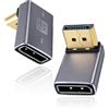 CanQuanSWZX Confezione da 2 adattatori DisplayPort 8K UHD HDR con alloggiamento in lega, connettore angolare a 90 gradi su femmina, adattatore DisplayPort 8K@60Hz/4K@144Hz, DisplayPort 1.4, UHD