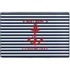 Qygtritvo Tappetino da bagno a tema nautico personalizzato con ancora retro in stile marinaresco a righe blu navy per gli amanti della nautica. Testo personalizzato con nome della barca, ancora, bussola