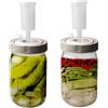 GAOUTO 2 bicchieri da fermentazione da 1000 ml con chiusura d'aria, set di bicchieri da fermentazione per alimenti, con indicatore del tempo, valvola di fermentazione e peso, per kimchi lievito acido, kefir