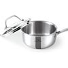 HOMICHEF Padella per salsa in acciaio inox senza nichel lucidato a specchio da 1,5 litri/16,5 cm con coperchio in vetro (senza rivestimento antiaderente tossico, 3 strati rivestiti) pentola piccola