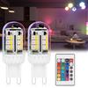noobibaba Lampada LED G9 con Cambio Colore Non Intelligente, LED G9 Bianco Caldo+15 RGBW Multicolori 3W 100-240V 2700K per Interni, Feste, Halloween, Decorazioni di Natale (2 Lampade, 1 Telecomando)