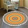 Tomifine Tappeto Bohémien, Motivo Mandala Rotondo Tessuto Tappeti con Nappe per Camera Letto, Corridoio, Soggiorno, Lavabile in Lavatrice (100cm,Marrone Arancio)