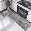 ZZDXL 2 Pezzi Tappeto Cucina Passatoia Marmo Grigio Tappeti Tappeto Cucina Antiscivolo Lavabile Tappetino Tappeti da Cucina Moderno Lungo Tappeti Bagno Zerbino（50X80+50X160Cm）