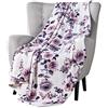 VCNY Home Coperte decorative: morbido peluche vivace rosa accento floreale per divano o letto, colorato: rosa cipria, viola, blu navy, grigio, bianco