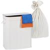 Relaxdays Cesto portabiancheria con Coperchio, 3 Scomparti, bambù, 105 l, Pieghevole, 63x52x32 cm