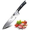 SHAN ZU Coltelli da Cucina, Coltello da Chef 20 cm, Professionali Coltello Giapponese 3 Strati in Affilato Acciaio Inossidabile Tedesco Coltello Multiuso Affilato con Pakkawood Manico
