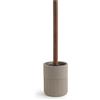 Gedy Thea Scopino Bagno WC, Tazza in Resina Colore Grigio e Manico in Bambù Finitura Scura, Scopino WC con Ciuffo in Setole Nere di Nylon, Misure Scopino Bagno Base Ø 9,5 x H 35 cm Portascopino