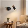 B·LED BARCELONA LED BARCELONA LED Applique da Parete Scandinava Estensibile LOGAN E27 G45 Legno e Metallo Nero, Braccio Articolato 360° Stile Moderno Vintage Industriale, Lampada Lettura Camera Salotto Interno IP20