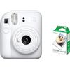Fujifilm Instax - Camera Mini 12 in argilla bianca con confezione da 10 pellicole