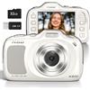 NBDDIGITAL Fotocamera digitale da 64 MP per autofocus fotografico, fotocamera da viaggio compatta 4 K con zoom 16x, ultra leggera da 120 g, ricarica di tipo C e oltre 10 modalità di scatto NBD-K200-WH-2507-US