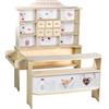 roba Negozio Giocattolo per Bambini Café e Shop - 6 Cassetti e Accessori Inclusi - Bancone Laterale e Bancone con Cassa - Stand di Vendita - Legno Naturale e Laccato Bianco