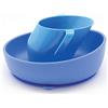 Doidy Set di tazze e ciotole - Bicchiere antiscivolo da allenamento dal design inclinato unico e ventosa in silicone antiscivolo - Set regalo per lo svezzamento per neonati e bambini piccoli (Blu)