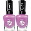 Sally Hansen Miracle Gel Supercharged Pinks, Unstop-purple, Smalto per unghie, Color Grip Complex, A lunga durata, 14.7ml (Confezione da 2)