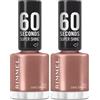 Rimmel London Rimmel 60 Seconds Super Shine Smalto, Smalto asciugatura rapida, Colore vibrante, A lunga tenuta, 8 ml, 111 Café Crème (Confezione da 2)