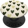 olive green Hearts Pattern Designs Carino girly minimalista Love Design || Motivo cuore verde PopSockets PopGrip Adesivo