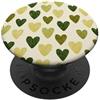 olive green Hearts Pattern Designs Carino girly minimalista Love Design || Motivo cuore verde PopSockets PopGrip Adesivo