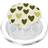 olive green Hearts Pattern Designs Carino girly minimalista Love Design || Motivo cuore verde PopSockets PopGrip per MagSafe