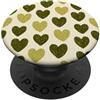 olive green Hearts Pattern Designs Carino girly minimalista Love Design || Motivo cuore verde PopSockets PopGrip Adesivo