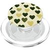 olive green Hearts Pattern Designs Carino girly minimalista Love Design || Motivo cuore verde PopSockets PopGrip per MagSafe