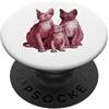 Sphynx Kitten Lover PS Schizzo e disegno della famiglia Sphynx Kitten. PopSockets PopGrip Adesivo