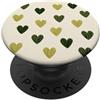 olive green Hearts Pattern Designs Carino girly minimalista Love Design || Motivo cuore verde PopSockets PopGrip Adesivo