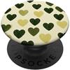 olive green Hearts Pattern Designs Carino girly minimalista Love Design || Motivo cuore verde PopSockets PopGrip Adesivo