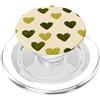 olive green Hearts Pattern Designs Carino girly minimalista Love Design || Motivo cuore verde PopSockets PopGrip per MagSafe